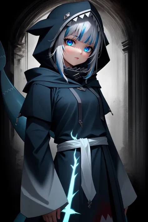 (masterpiece, best quality), intricate details,
1girl, <lora:gawr1-000006 (numeratic):0.8> gawrrnd, gawr gura, gawrdef,
<lora:edgCultistHood:0.8> edgCultist, dark, ominous, wearing edgCultist_hood, glowing eyes, blue eyes,