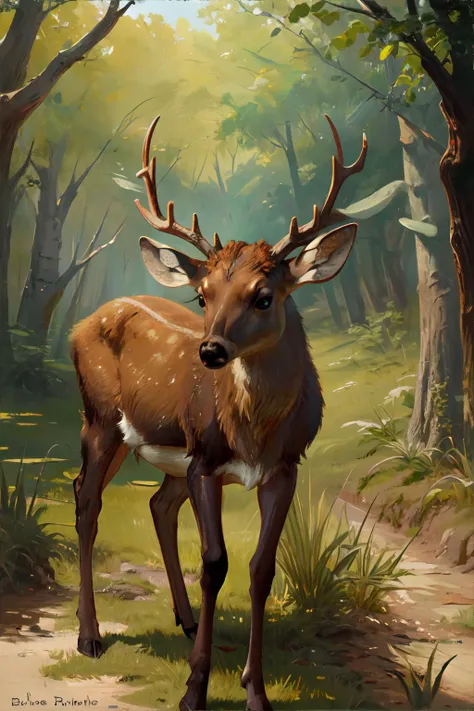 <lora:rosabonheurpaintingstyle:0.8>, bnhr, a painting of a deer by Bnhr || <lora:rosabonheurpaintingstyle:0.2>, bnhr, masterpiece, 8k, high resolution, shallow depth of field, sharp focus