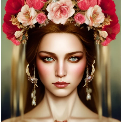(symmetry:1.1) (portrait of floral:1.05) sks woman as a beautiful goddess, (assassins creed style:0.8), pink and gold and opal color scheme, beautiful intricate filegrid facepaint, intricate, elegant, highly detailed, digital painting, artstation, concept art, smooth, sharp focus, illustration, art by greg rutkowski and alphonse mucha, 8k