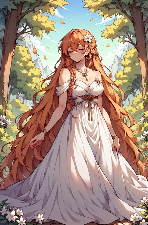 score_9,score_8_up,score_7_up,score_6_up,score_5_up,score_4_up source_suggestive, witchyset52, 1girl,solo,long hair,blonde hair,dress,bare shoulders,very long hair,closed eyes,braid,flower,red hair,multicolored hair,barefoot,orange hair,tree,absurdly long hair <lora:AnimeLineArtPony:0.8>,