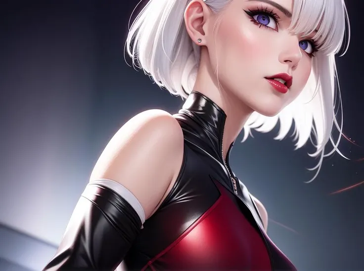 gwen tennyson,tracer,y'shtola rhul,yorha 2b,Supervision,nier automata,piloto mecha,pista escolar,tatuajes,plugsuit naranja y rosa,top blanco de lycra manga corta,leggins cargo blancos,vientre descubierto,cabello corto,maquillaje punk,ojos verdes,cabello plateado multicolor,sonrisa sexy,pecas,hermosa chica,Pechos grandes,8K,ultra detallado,realista,fantasy art,uniforme militar,perforaciones en las orejas,traje deportivo,chica saiyajin,sudadera deportiva de manga corta,arte de la pared de graffiti,correr,collar de etiqueta de perro,cuerpo mojado,