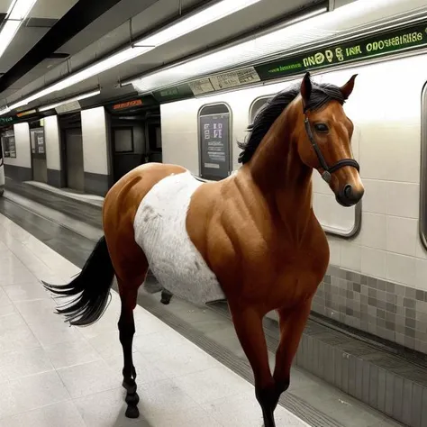 a horse in a subway