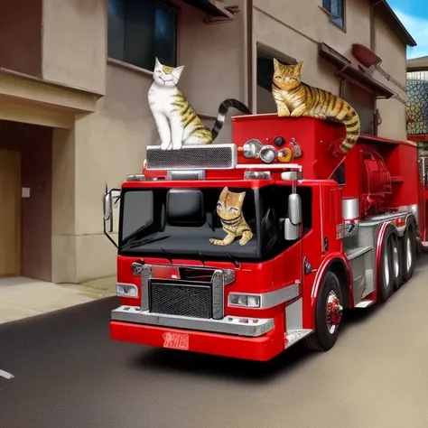 a cat firetruck