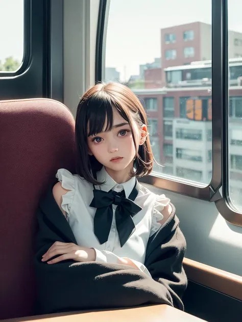 <lora:schoolmax25d_11:0.8>, <lora:kobeni_v10:0.3>, a girl, sit in morden train, windows seat, indistinct nipples, detailed clothes, collared shirt, (sharp focus:1.4), beautiful detailed face, round face,(delicate illustration:1.4), (renaissance art:1)