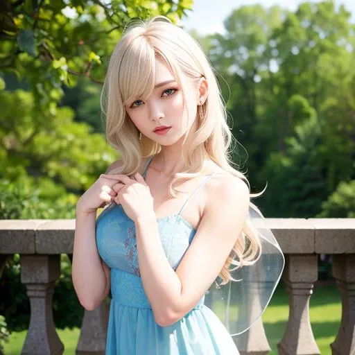 fairy with butterfly wings sits on the railing, (vertically challenged),sheer blue lace dress, (best quality:1.0), (ultra highres:1.0), (beautiful girl:1.4), platinum blonde hair, (masterpiece), (photorealistic: 1.3), ultra-detail, (high detail Skin Detail: 1.2), (Best Quality: 1.0), (Ultra High Definition: 1.0), (Masterpiece), (Photorealistic: 1.3), Super Detail, (High Skin Detail: 1.2), (Best: 1.0), (Super Fine: 1.0),(A delicate face),(The face is clean and free of pimples:1.2),do not leak out of the chest, cat
