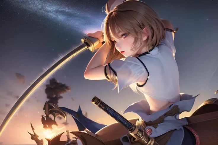 blade, best quality ,masterpiece, illustration, an extremely delicate and beautiful, extremely detailed ,CG ,unity ,8k wallpaper, Amazing, finely detail, masterpiece, best quality, official art, extremely detailed CG unity 8k wallpaper, ultra-detailed, highres, extremely detailed, ((from behind))), beautiful detailed girl, extremely detailed eyes and face, beautiful detailed eyes, light on face, 1girl, (18yo:1.2), glaring, serious, (galaxy:1.2), star \(sky\), outdoors, (upper body:1.4), detailed sky, night, china dress, see-through