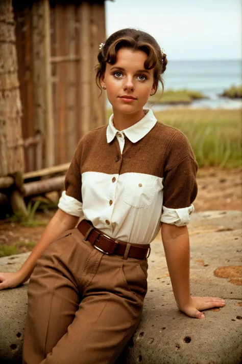 1960s \(style\), beauty photo of a simple modern female
<lora:DawnWells_SD15_v1.0:1> DawnWells
inside a primitive island hut, extremely high quality RAW photograph, detailed background, intricate, Exquisite details and textures, (detailed brown eyes:1.4), 8k uhd, dslr, high quality, film grain, Fujifilm XT3, , mid-body, flaming torches,
Half updo with bobby pins, White button down blouse, High waisted khaki capris,
Watch, brown belt
<lora:epiCRealismHelper:1>
amazing fine detail, Nikon D850 film stock photograph Kodak Portra 400 camera f1.6 lens, rich colors, lifelike texture, dramatic lighting, dynamic composition, unreal engine, trending on ArtStation, cinestill 800 tungsten, in the style of David Hamilton photography
