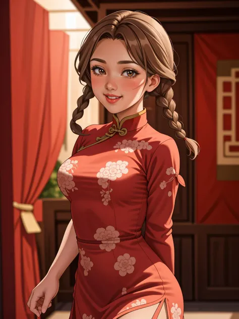 1girl, <lora:AromaStyle-V9:0.5>, brown eyes, light brown hair, twin braids, china dress, china,
masterpiece, best quality, intricate detail, <lora:PAseer-SD15-LCM Quick:1> <lora:emotion_happy_slider_v1:2> <lora:backlight_slider_v10:-1> <lora:weight_slider_v2:1>