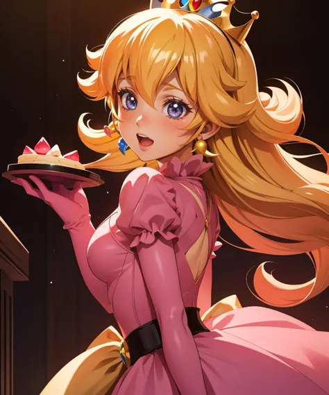 masterpiece, best quality, 1girl, princess peach, super smash bros., anime screencap, pink dessert, 
