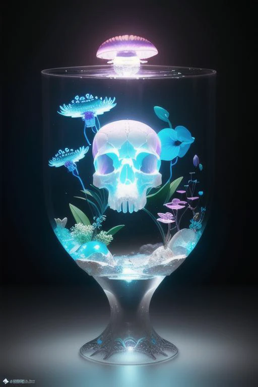 goddess skull, ram skull, jellyfish, orchid, betta fish, bioluminescent, intricate artwork by Tooth Wu and beeple. octane render, trending on artstation, greg rutkowski very coherent symmetrical artwork. cinematic, hyper realism, high detail, octane render, 8k,