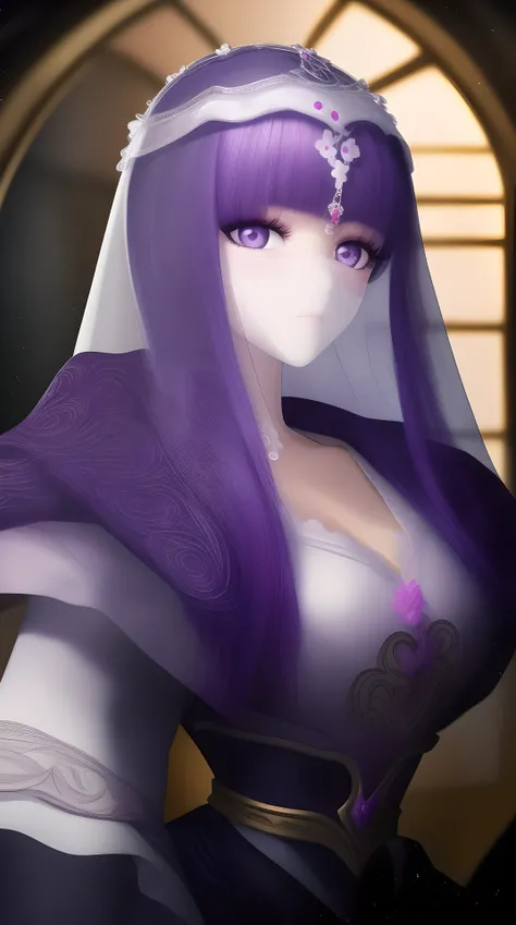 masterpiece, (best quality:1.4), (ultra highres:1.2),4K quality, (delicate illustration:1.4),(8k, RAW photo:1.2),1girl,purple eyes, ((veil)), <lora:shaosiming_13200:1.4>