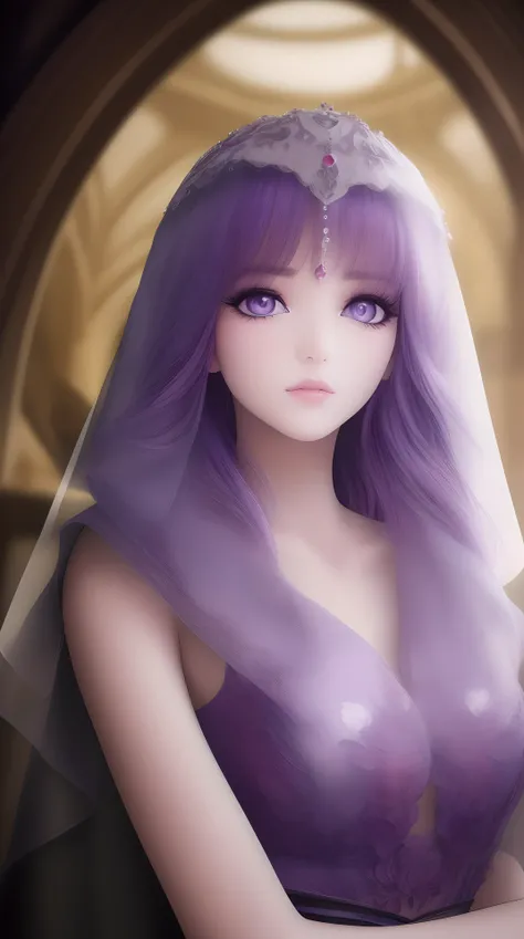 masterpiece, (best quality:1.4), (ultra highres:1.2),4K quality, (delicate illustration:1.4),(8k, RAW photo:1.2),1girl,purple eyes, ((veil)), <lora:shaosiming_13200:1>