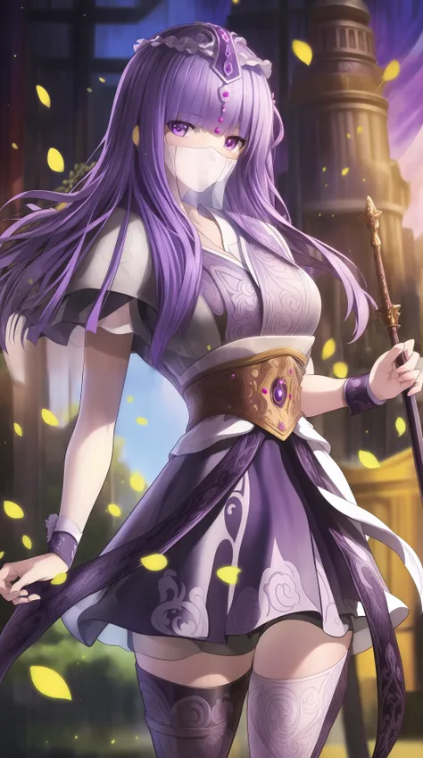 masterpiece, (best quality:1.4), (ultra highres:1.2),4K quality, (delicate illustration:1.4),(8k, RAW photo:1.2),1girl,veil, purple eyes,armor, dress, thighhighs, thigh boots, cowboy shot, <lora:shaosiming-000016:0.8> ,