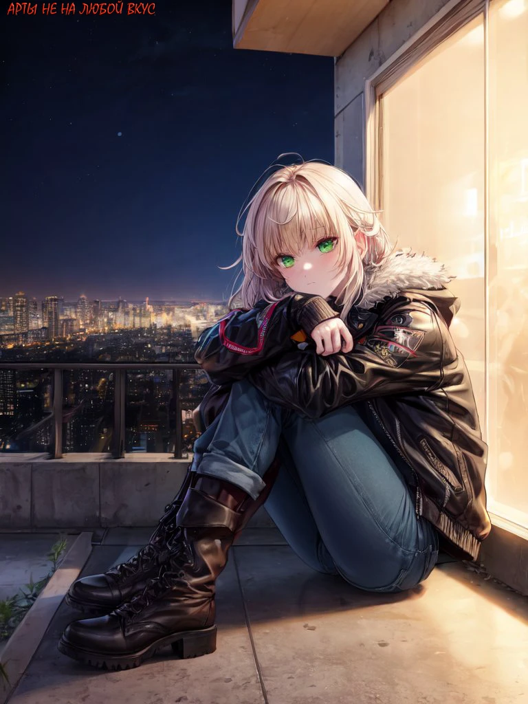 Man:
Characteristic feature: a scar on his left cheek, green eyes
Clothing: a black leather jacket, dark jeans, work boots
Pose: sitting on the edge of a roof, looking out into the distance, one hand resting on his knee, the other holding a cigarette
Background: a city skyline at night, with neon lights reflecting off the buildings
<lora:add_detail:1.2>
<lora:GoodHands-beta2:0.8>