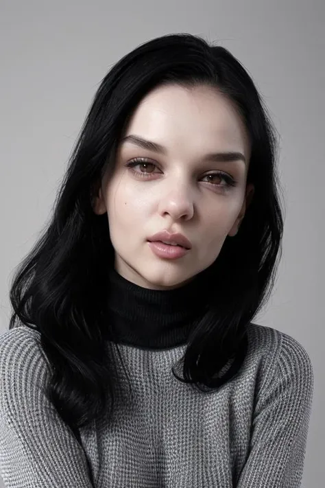 (Monochrome:1.3), DEN_katie_feyMK2 in turtleneck sweater, SFW