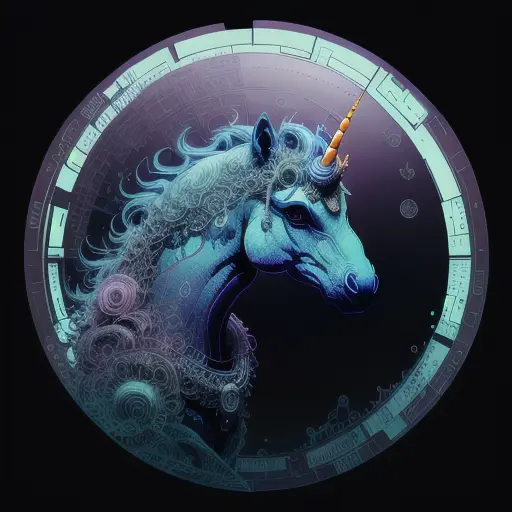 circular design, vector art, (pastel full-bleed illustration of dark plague unicorn as bored as bored can be); character design by Beksinski, Caravaggio, Max Ernst, Charles Vess; simple line art, flat illustration, digital print, radiant; art inspired by Dan Mumford, Rutkowski, Roy Lichtenshtein, Ismail Inceoglu; mixed media, gouache, 128k, cinema 4d, uhd, hd hdr, microfilm, polaroid, loose gestures, inkpunk, CGSociety, solarpunk, crispy quality, sharp, bright, volumetric lighting, intricate, ample negative white space, doodle, zendoodle, Louis Rhead, as a logo, <lora:VectorUnicorns-04:1>