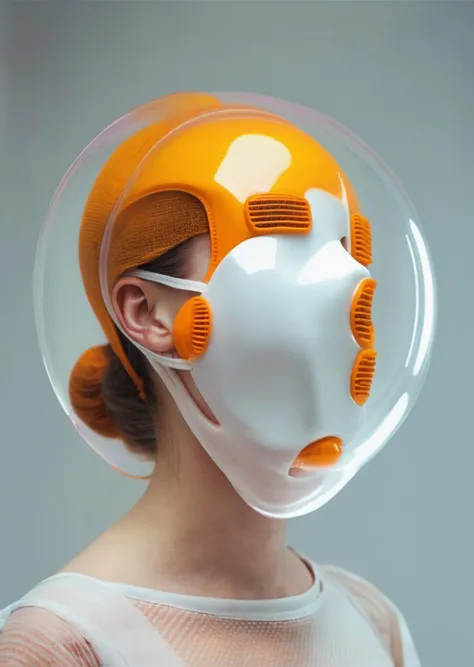a girl with a face mask and a bubble bubble , portrait_futurism<lora:portrait_futurism_sdxl:1.0>