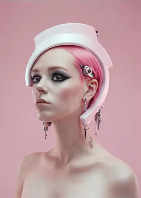 a woman with a pink hair and piercings , portrait_futurism<lora:portrait_futurism_sdxl:1.0>