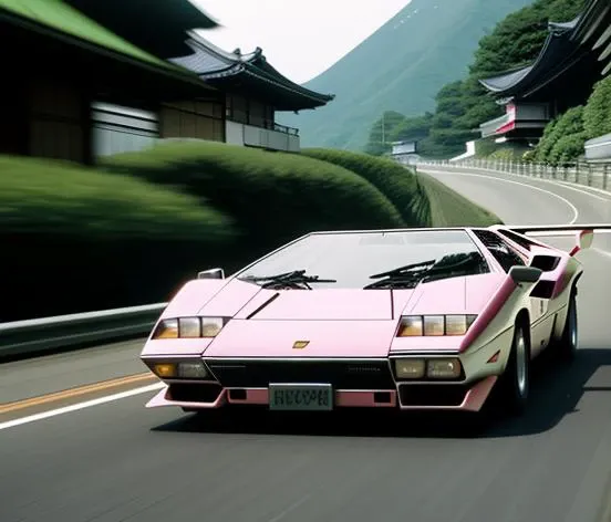 Countach driving in Japan, motion, motion blur