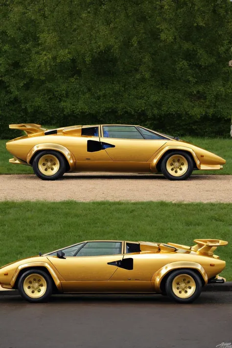 golden countach side view, highly detailed,
<lora:Lamborghini_Countach:1>