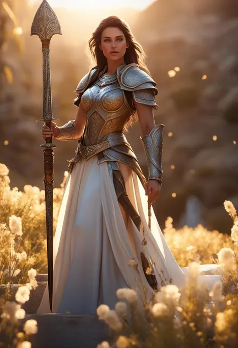 A beautiful princess warrior, sunlit backlighting, volumetric lighting, 8k, unreal engine, detailed eyes, beautiful, photo realistic, perfect composition, beautiful detailed intricate insanely detailed octane render trending on artstation, 8 k artistic photography, photorealistic concept art, soft natural volumetric cinematic perfect light, chiaroscuro, award - winning photograph, masterpiece, oil on canvas, raphael, caravaggio, greg rutkowski, beeple, beksinski, giger