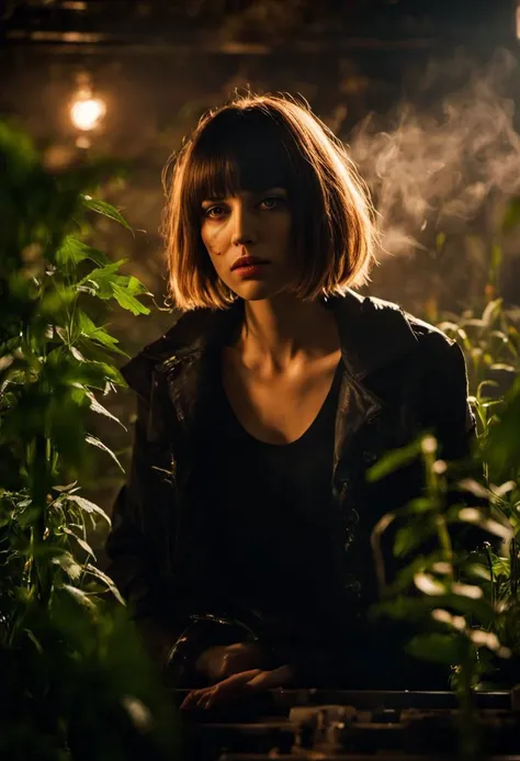 Leon, professional assassin with Mathilda,
high quality, hyper realistic, HD, 8k, Cinematic Scene, dramatic lighting, pot of plant, cool, calm, young, cute, beautiful, Gothic, natural beauty, slim and sexy, cinematic, 4k, epic Steven Spielberg still, sharp focus, emitting diodes, smoke, artillery, sparks, racks, system unit, resolution blade runner