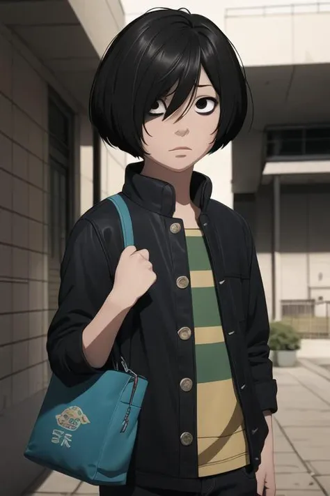 masterpiece, best quality, high quality, ((Masterpiece)), ((High resolution)), ((Fine detail)), (High-definition CG), high contrast, HDR, (official art), 1boy, solo, male focus, looking at viewer, , depth of field, <lora:shuuji_nakaumi:0.72>, shuuji_nakaumi, black hair, bags under eyes, black eyes, gakuran