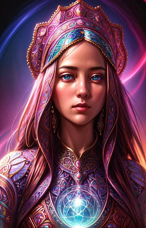 portait,girl,closeup,sfw,fine art,8k,ultra-detailed,highres,best quality,masterpiece,volumetric lighting,focus,colorful,paint,illustration,(extreme details:1.3),glow,impossible figures,paradoxical art,paradox,impossible geometry,hypercube,abstract fantasy castle,Beautiful Psychedelic Trippy White Intricate Detailed Elaborate,<lora:add_detail:0.7>,<lora:sxz-slavic-fantasy-v1:0.7>,