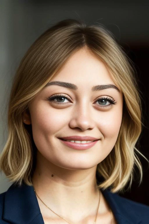 photo of a EllaPurnell1, blonde hair, simple background, detailed face, intricate, smile, elegant, sharp focus, photo by, soft lighting, masterpiece, detailed face, beautiful ,
