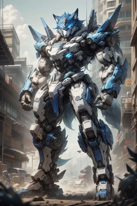 mecha,male, solo, wolf,  scifi, mammal, group, machine, anthro, armor, male,helmet,  robot, hi res, blue eyes, canine, canid, <lora:TransformersStyle:0.8>