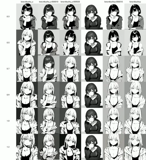1girl,greyscale,solo,monochrome,hood,looking at viewer,short hair,simple background,grey background,upper body,bangs,jacket,collarbone,camisole,open clothes,closed mouth,hood down,breasts,open jacket,cleavage,head tilt,blunt bangs,mole,hoodie,hooded jacket,((head rest)),<lora:nikuchu_u:0.3>,
