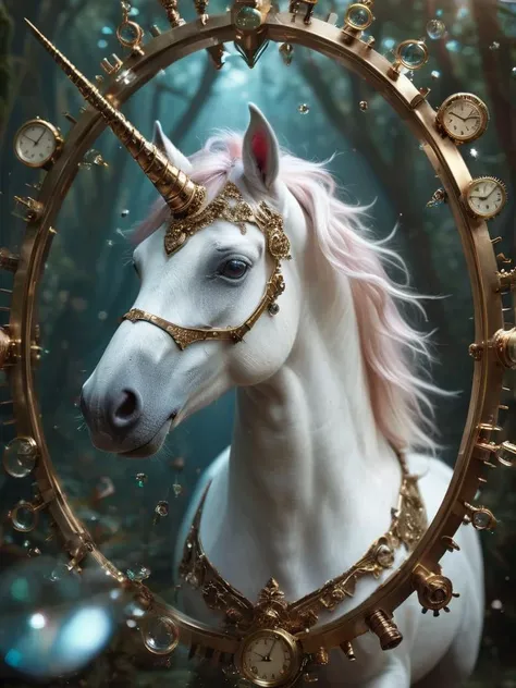 kaleidoshatter, award winning photograph of a magical unicorn with pure innocence in wonderland, whimsical, fantasy art concept, steampunk, intricate details, best quality, masterpiece, ultra sharp, hyper realistic, realism <lora:kaleidoshatter_xl_v1:0.9>