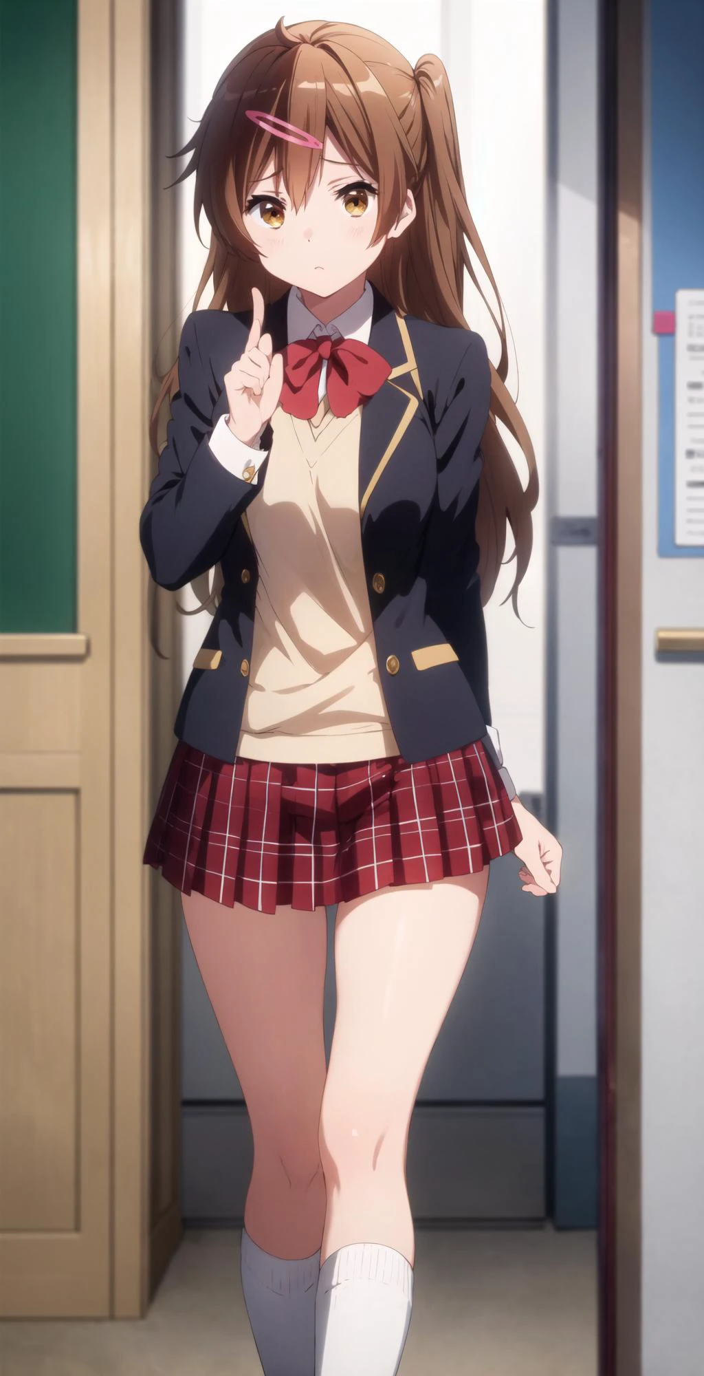 masterpiece, best quality, highres, BREAK
,confused,, , , gesturing,, thighs,BREAK,
<lora:nibutani:0.85>, shinka nibutani, school uniform, jacket, plaid skirt
,