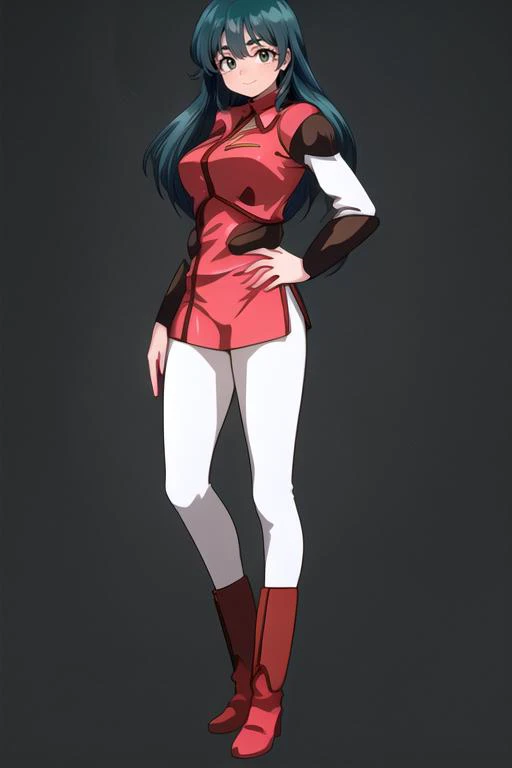 (masterpiece:1.4), high quality, high definition, sharp focus, detailed clothes, detailed body, detailed face, anime, best quality, 4k, 8k, absurd resolution, intricate detail, detailed hands, (detailed eyes:1.3), animation, illustration, highly detailed, highres, extremely detailed, <lora:hyperdenoiser_v090:0.6>, seductive smile, <lora:perfetfingers:1>, <lora:hyperrefiner_v090:0.6>, <lora:add_detail:0.3>, (long hair), 1girl, smiling, looking at viewer, mature female, (full body:1.4), <lora:Aki_Kisaragi_TekkamanBlade-KK77-V1:0.8>, red jacket, long sleeves,military, military uniform, Green eyes, Blue hair,bangs,