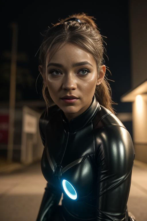 Black hero costume for girls, without fail or cape. That has details in green