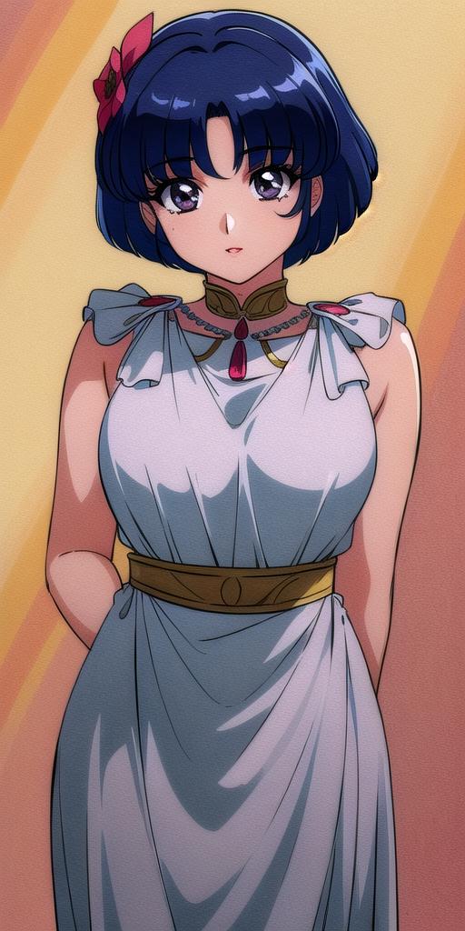 A close up of a woman in a dress with a bow on her head - SeaArt AI