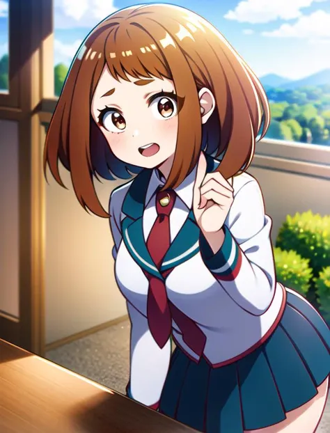 <lora:ochaco:.7>ochaco uraraka, school background