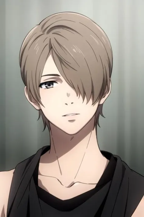 masterpiece, best quality, sketch, 1boy, solo, male focus, looking at viewer, , , , realistic, <lora:you_takami:0.72>, you_takami, taupe hair, grey eyes, hair over one eye, short hair