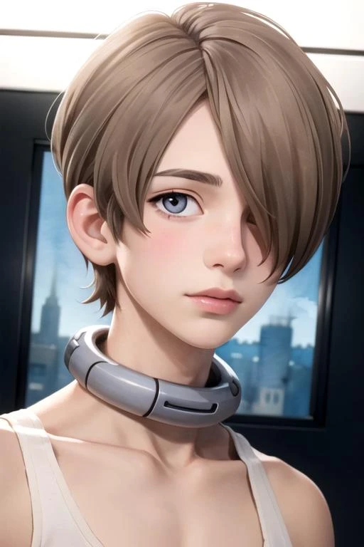 masterpiece, best quality, illustration, 1boy, solo, male focus, looking at viewer, upper body, , (watercolor illustration, soft pastel colors:1.1), realistic, <lora:you_takami:0.68>, you_takami, taupe hair, grey eyes, hair over one eye, short hair, , sci-fi, 16k resolution