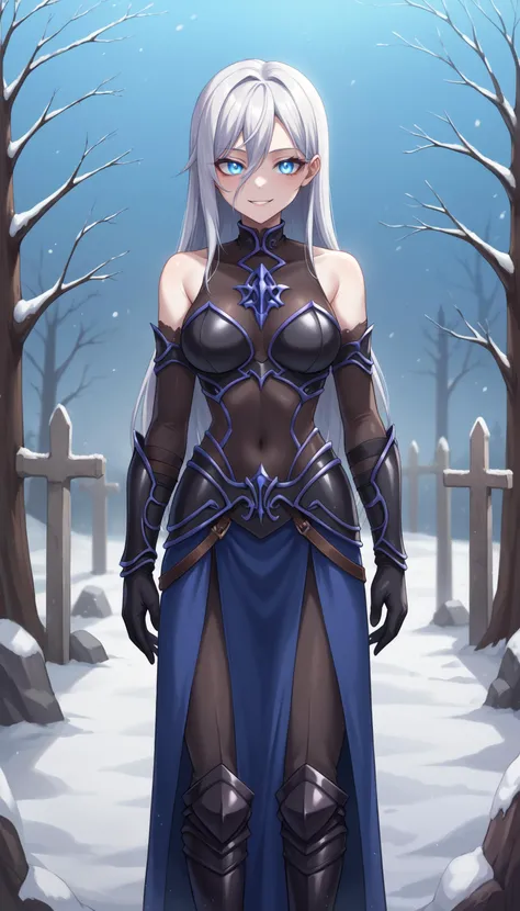 score_9, score_8_up, score_7_up, score_6_up, HKStyle BREAK
(vl4dil3n4:1.1), corrupted, pale skin, lich, white hair, blue eyes, glowing eyes, (undead:1.1), black boots, black gloves, black armor, dark armor, bare shoulders, standing, cruel smile, fallen to evil, cowboy shot BREAK
winter, snow, tree, graveyard <lora:vl4dil3n4-ponyxl-1-000009:0.6> <lora:HKStyle:0.8>