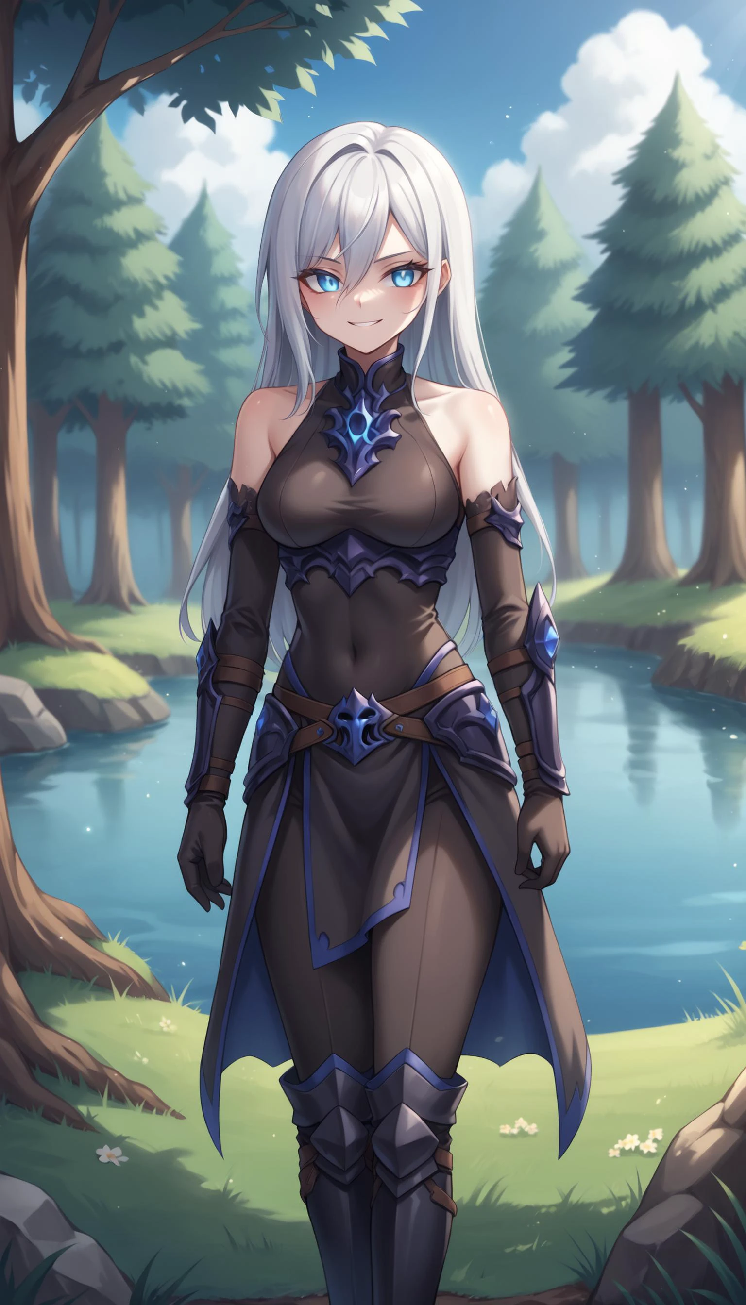 score_9, score_8_up, score_7_up, score_6_up, HKStyle BREAK
(vl4dil3n4:1.1), corrupted, pale skin, white hair, blue eyes, glowing eyes, (undead:1.1), black boots, black gloves, black armor, dark armor, bare shoulders, standing, cruel smile, fallen to evil, cowboy shot BREAK
lake, grass, tree <lora:vl4dil3n4-ponyxl-1-000009:0.6> <lora:HKStyle:0.8>