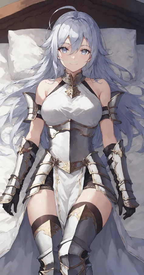 score_9, score_8_up, score_7_up,
vl4dil3n4, silver hair, ahoge, standing at attention, looking at viewer, white armor, breastplate, bare shoulders, evil smile, lying on bed
<lora:vl4dil3n4-ponyxl-1-000009:0.7> <lora:Concept Art Twilight Style SDXL_LoRA_Pony Diffusion V6 XL:0.8>