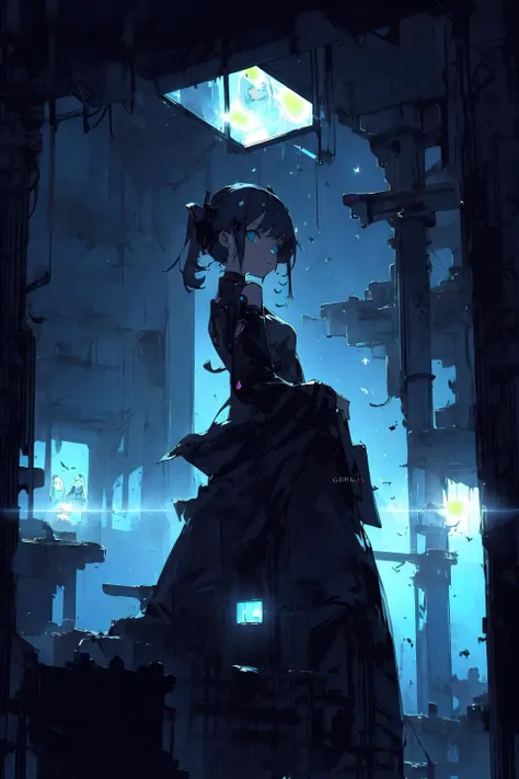 1girl, gothic, futuristic, taking a selfie, futuristic background, <lora:ghostdom_20230621222536:1>, ghostdom, night, backlight