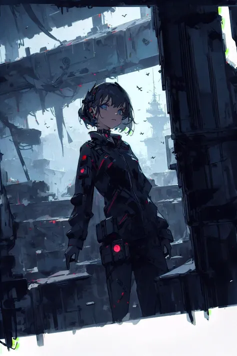 1girl, gothic, futuristic, taking a selfie, futuristic background, <lora:ghostdom_20230621222536:1>