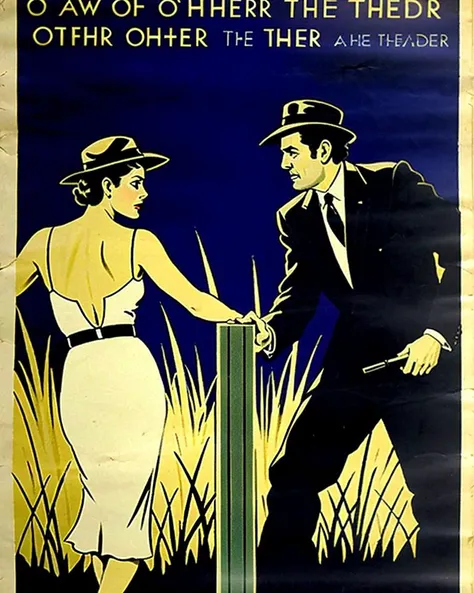 a pulp movie poster for the film noir movie "The grass is always greener on the other side".