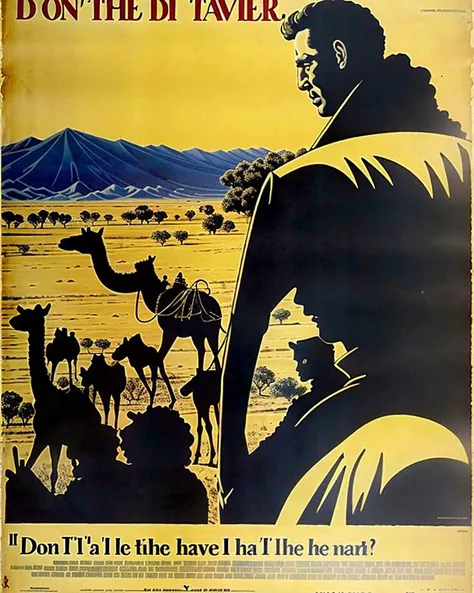 a pulp poster for the thriller movieon't have a camel in the caravan".