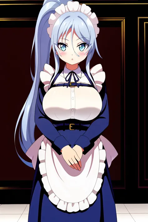 <lora:Shuz-v3-PDXL:0.8>, <lora:Sylpha:0.8> sylpha, long_hair, blue_eyes, blue_hair, blush,large_breasts,ponytail,maid_headdress, maid, apron,, Score_9, Score_8_up, Score_7_up, Score_6_up, Score_5_up, Score_4_up, BREAK,1girl in full growth, best quality, masterpiece, ultra-detailed, high quality,good quality,1 girl,(master piece,high resolution, ultra detailed,8K,16K),look at viewer