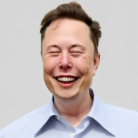 Elon Musk, 1boy, solo, smile, teeth, closed eyes, upper body, collared shirt