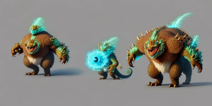 ((monsterevolution)),(evolution:1.2),(giant),8k, high quality,highres,best quality, masterpiece,high detail,anthropomorphic fur, ((silavra art style)),3d render ultra detailed of a beautiful animal, ethereal, light rays, particles, beautiful studio soft light, rim light, vibrant detail painting, hell