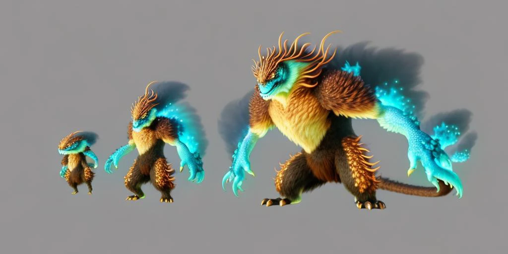 ((monsterevolution)),(evolution:1.2),(giant),8k, high quality,highres,best quality, masterpiece,high detail,anthropomorphic fur, ((silavra art style)),3d render ultra detailed of a beautiful animal, ethereal, light rays, particles, beautiful studio soft light, rim light, vibrant detail painting, hell